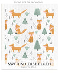 Foxes with Trees Swedish Dishcloth - BESPOKE PROVISIONS