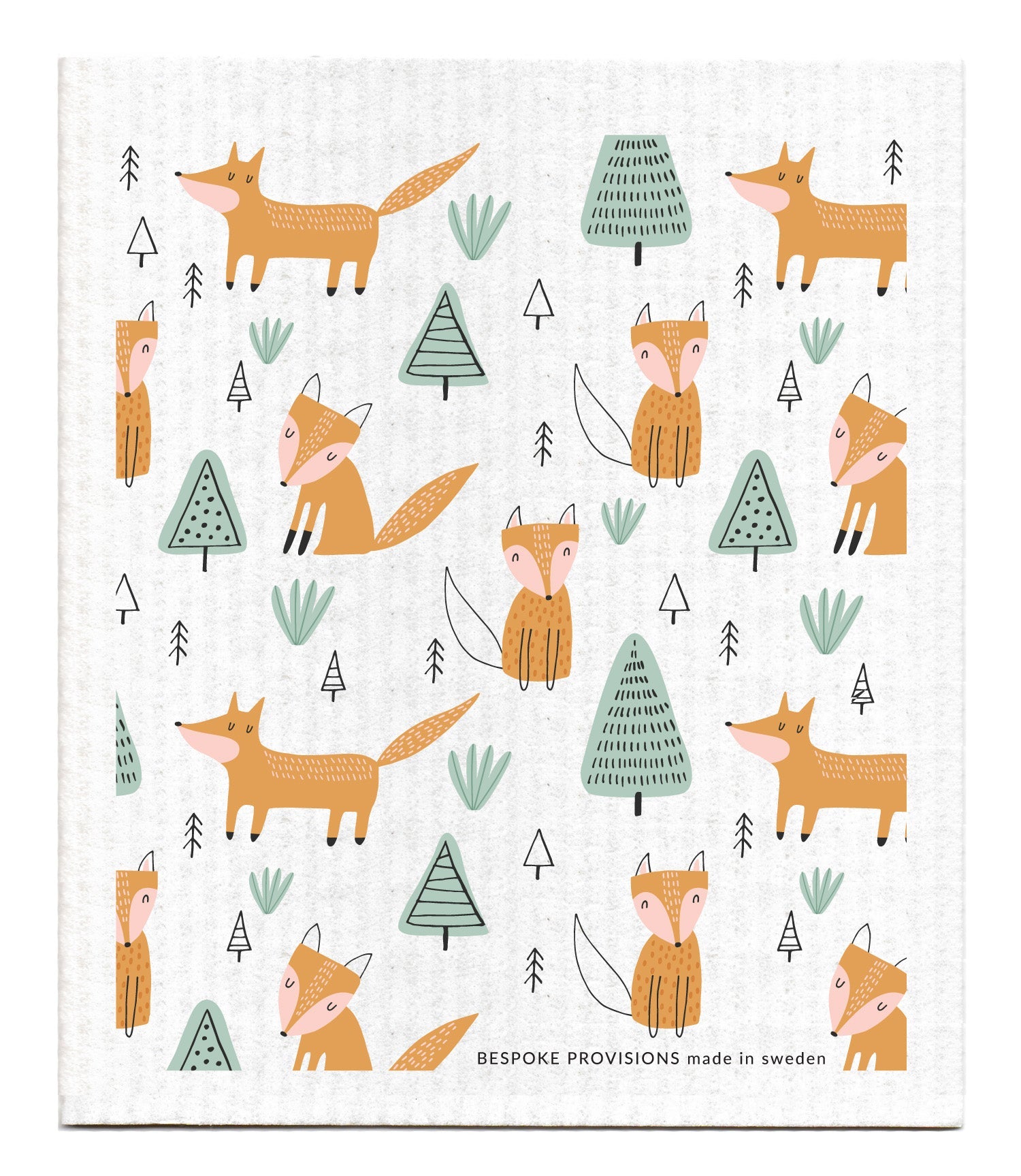 Foxes with Trees Swedish Dishcloth - BESPOKE PROVISIONS