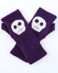 Skulls on Purple Cashmere Fingerless Gloves - BESPOKE PROVISIONS
