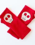 Skulls on Red Cashmere Fingerless Gloves - BESPOKE PROVISIONS