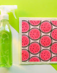 Watermelon Swedish Dishcloth with spray cleaner bottle - BESPOKE PROVISIONS