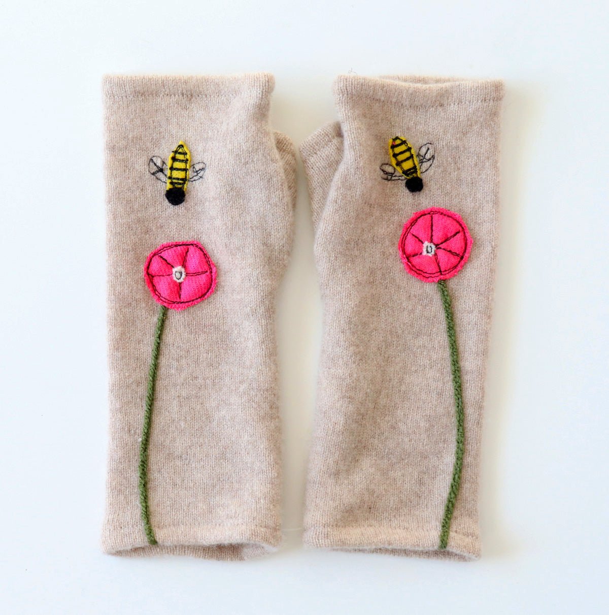 Bees Cashmere Fingerless Gloves - BESPOKE PROVISIONS INC