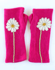Daisy on Pink Cashmere Fingerless Gloves - BESPOKE PROVISIONS