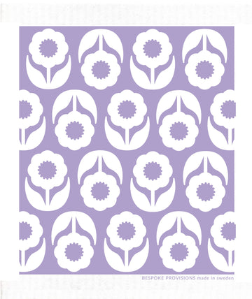 Flowers on Lavender Swedish Dishcloth - BESPOKE PROVISIONS