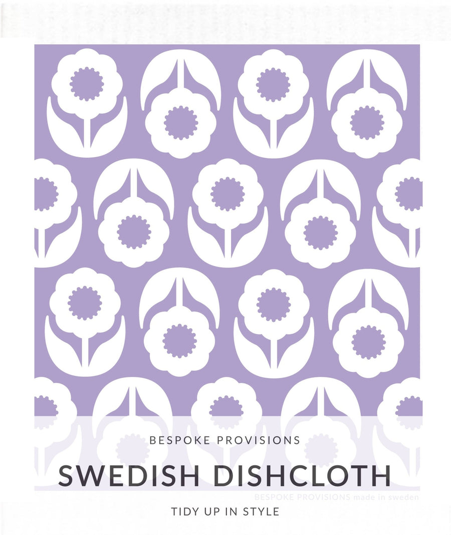 Flowers on Lavender Swedish Dishcloth - BESPOKE PROVISIONS