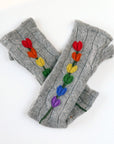 Hearts on Grey Cashmere Fingerless Gloves - BESPOKE PROVISIONS INC