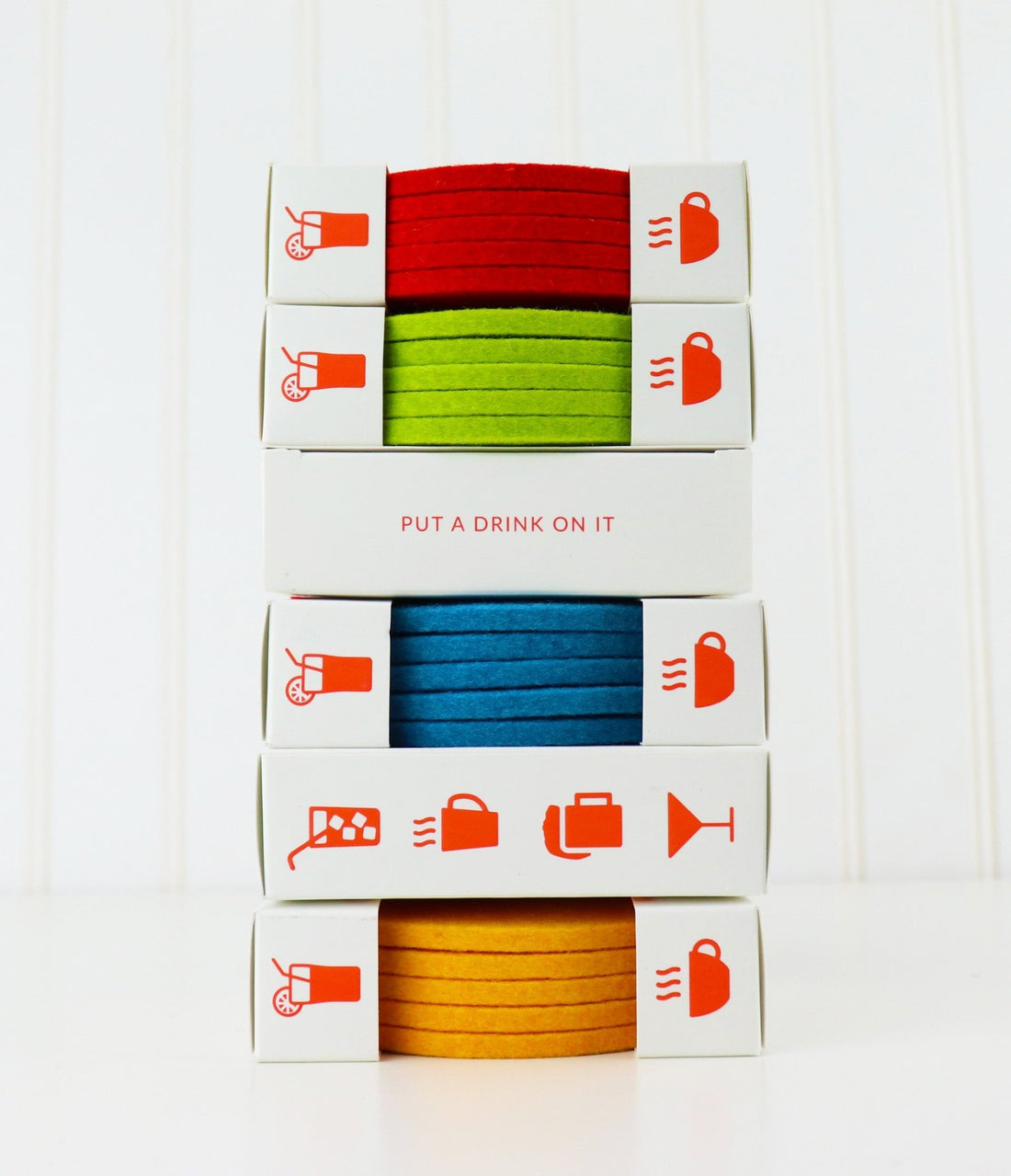 Merino Wool Felt Coasters : Bright Red - BESPOKE PROVISIONS