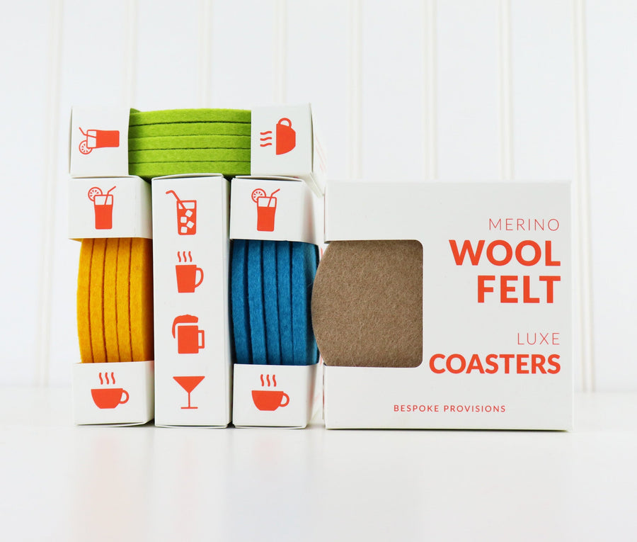 Merino Wool Felt Coasters : Camel - BESPOKE PROVISIONS