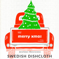 Merry Xmas Pickup Truck Swedish Dishcloth - BESPOKE PROVISIONS INC