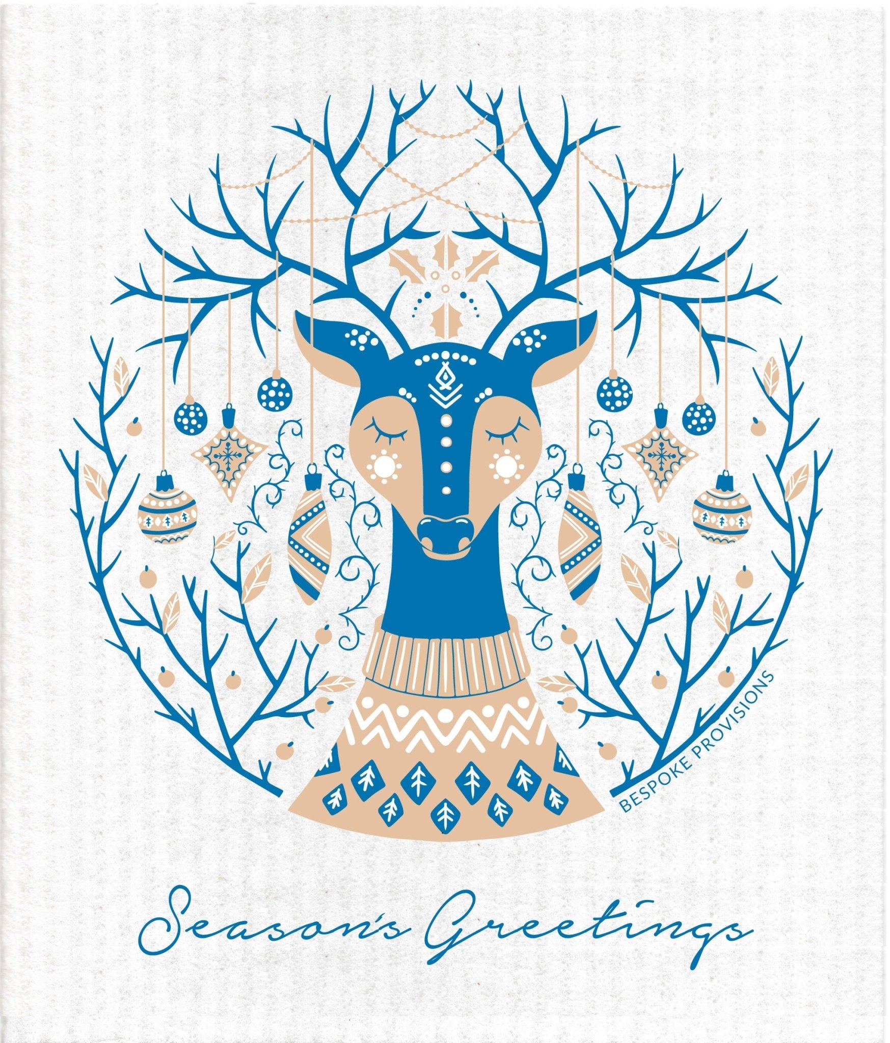 Season&#39;s Greetings Deer Swedish Dishcloth - BESPOKE PROVISIONS INC