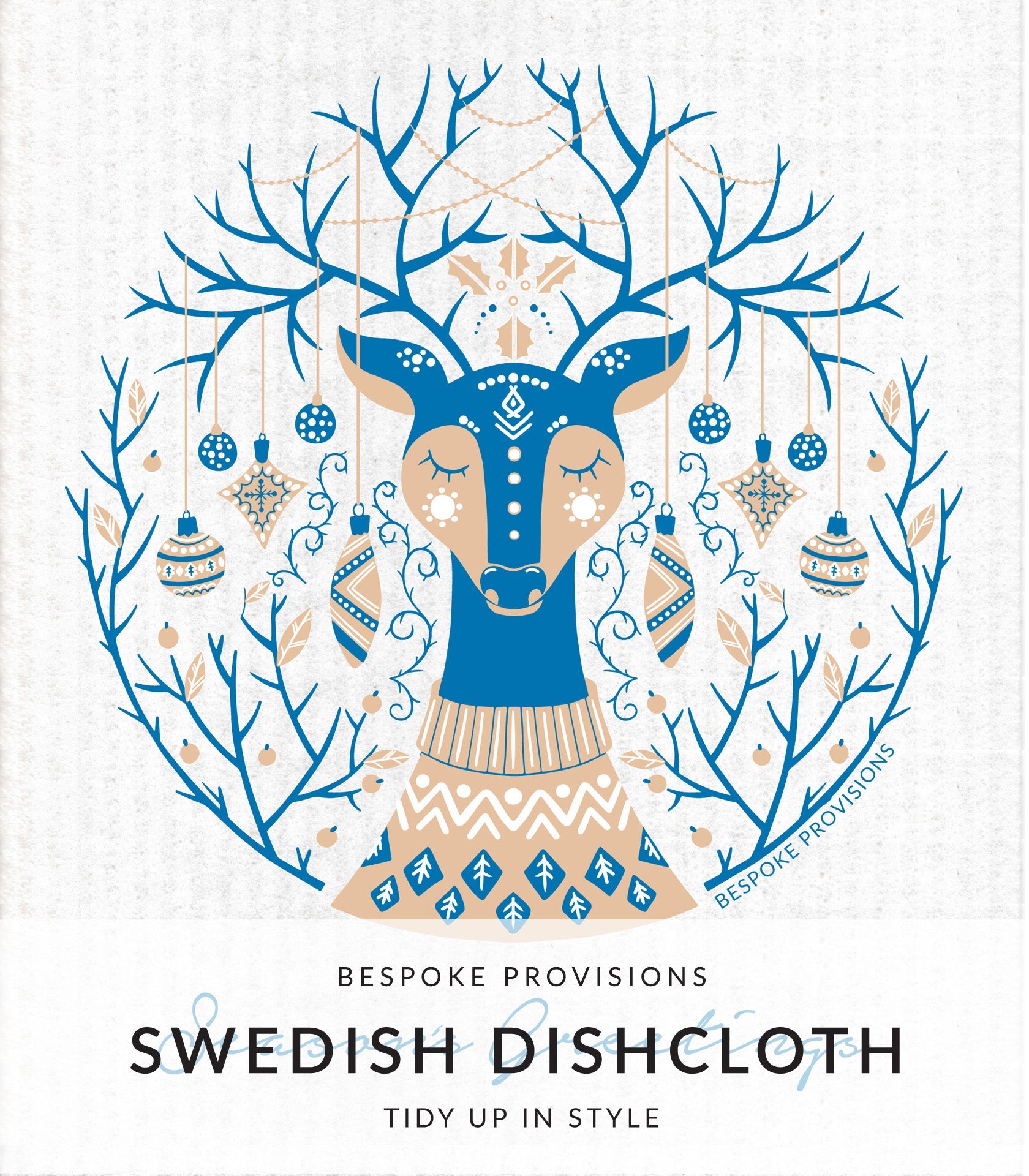 Season&#39;s Greetings Deer Swedish Dishcloth - BESPOKE PROVISIONS INC